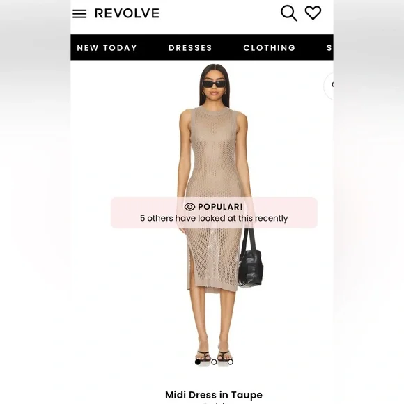 BOBI BLACK REVOLVE NWT MIDI DRESS IN TAUPE - Picture 4 of 8